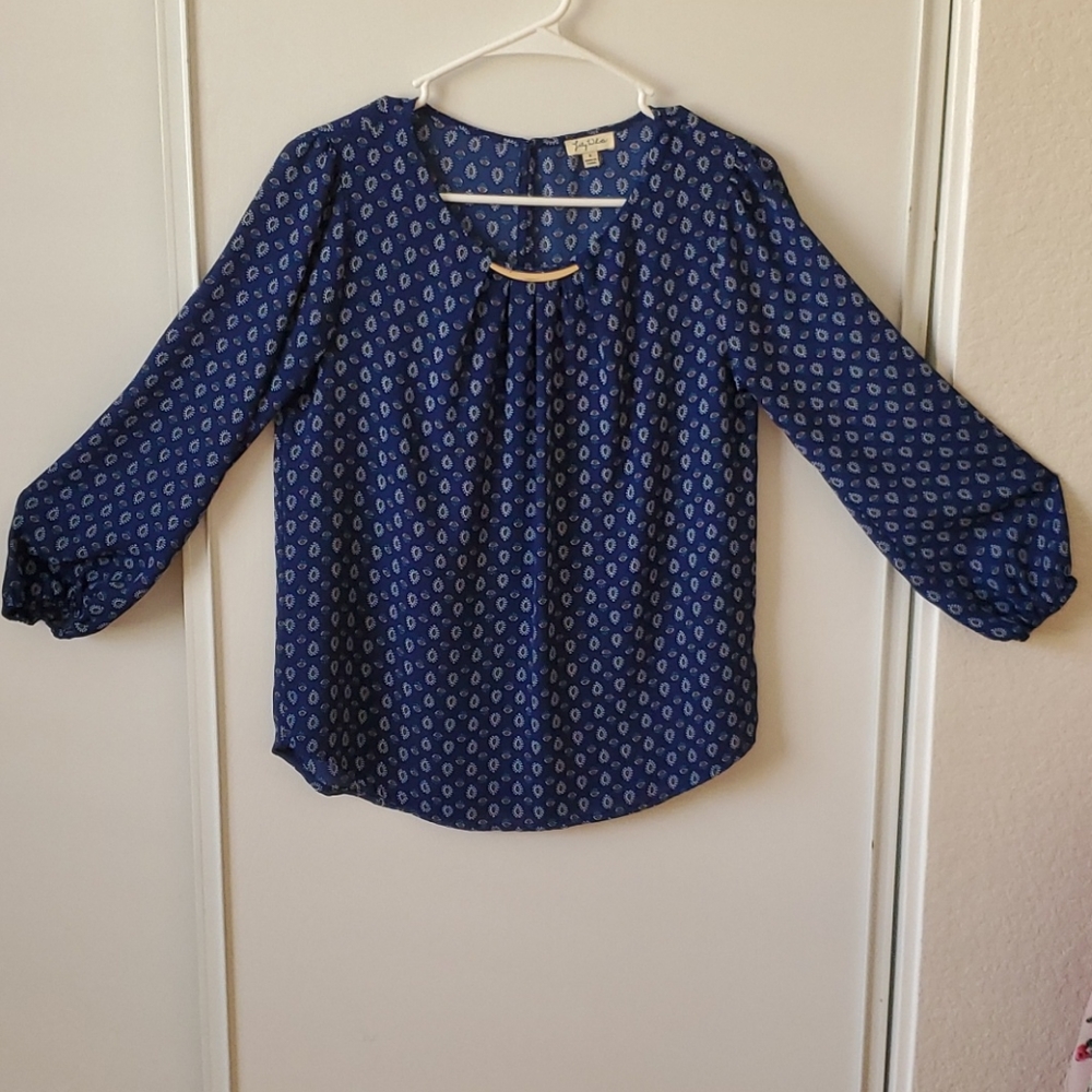 Blue shirt, long sleeves, new, unused, size small